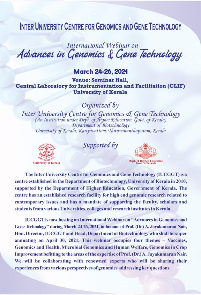 International Webinar on Advances in Genomics & Gene Technology | CLIF